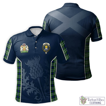 Purves Tartan Men's Polo Shirt with Family Crest and Scottish Thistle Vibes Sport Style