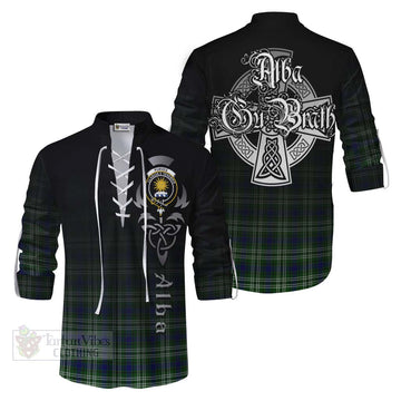 Purves Tartan Ghillie Kilt Shirt Featuring Alba Gu Brath Family Crest Celtic Inspired