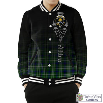 Purves Tartan Baseball Jacket Featuring Alba Gu Brath Family Crest Celtic Inspired