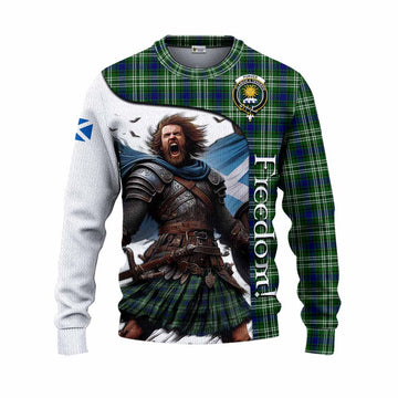 Purves Crest Tartan Knitted Sweater Inspired by the Freedom of Scottish Warrior