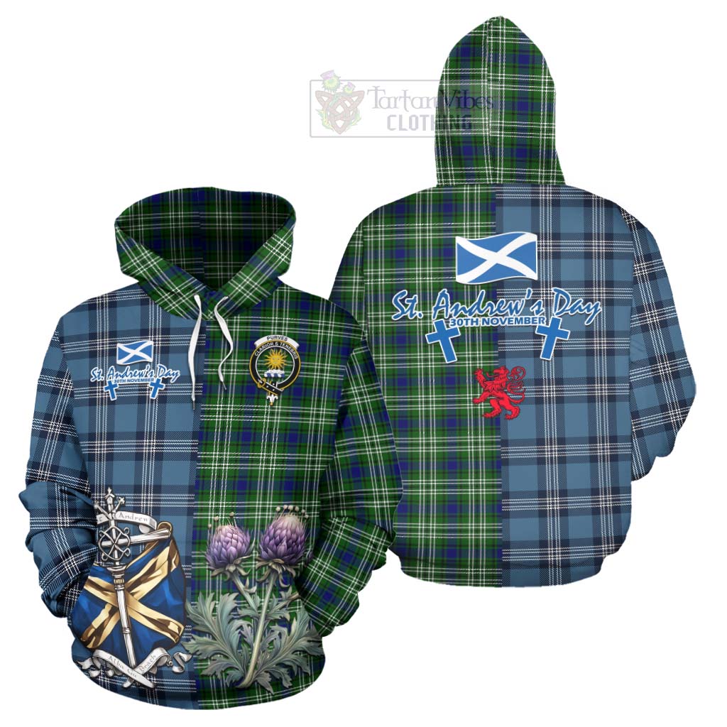 Tartan Vibes Clothing Purves Tartan Hoodie Happy St. Andrew's Day Half Tartan Style