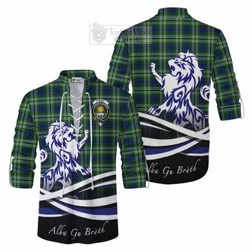 Purves Tartan Ghillie Kilt Shirt with Alba Gu Brath Regal Lion Emblem