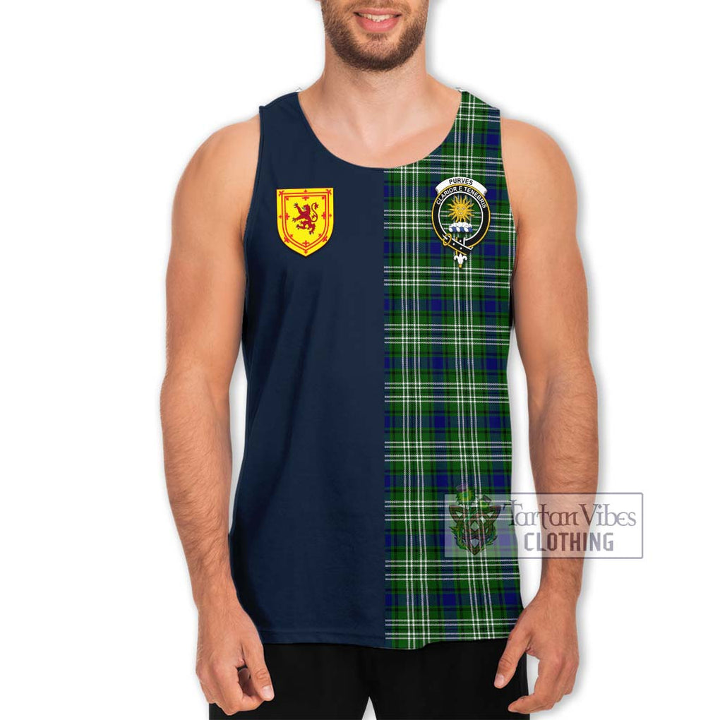 Tartan Vibes Clothing Purves Tartan Men's Tank Top with Scottish Lion Royal Arm Half Style