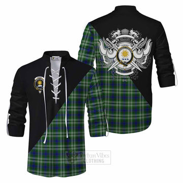 Purves Tartan Ghillie Kilt Shirt with Family Crest and Military Logo Style