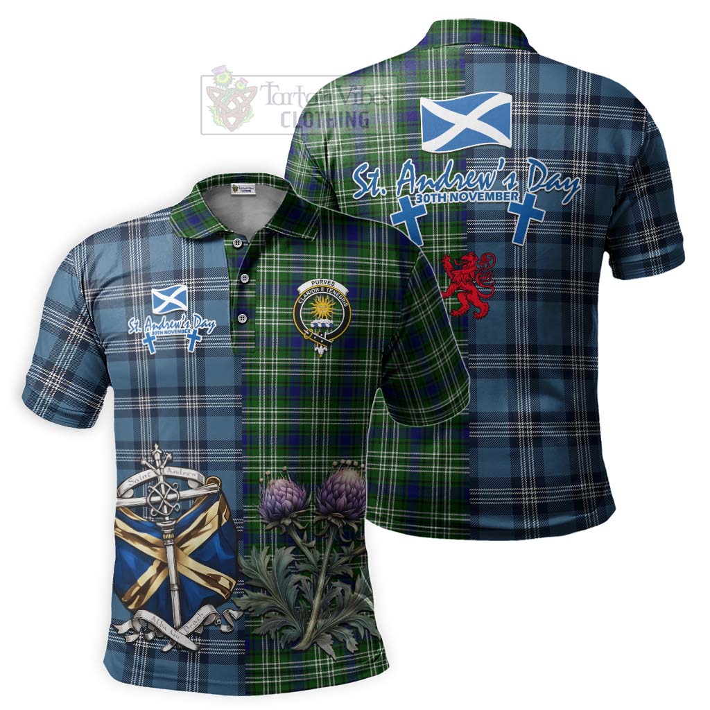 Tartan Vibes Clothing Purves Tartan Polo Shirt Happy St. Andrew's Day Half Tartan Style