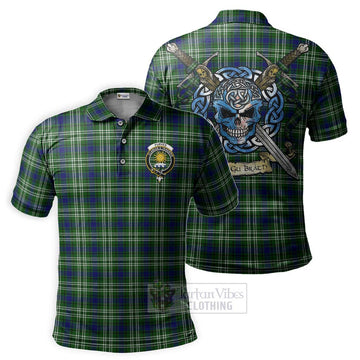 Purves Tartan Polo Shirt with Family Crest Celtic Skull Style