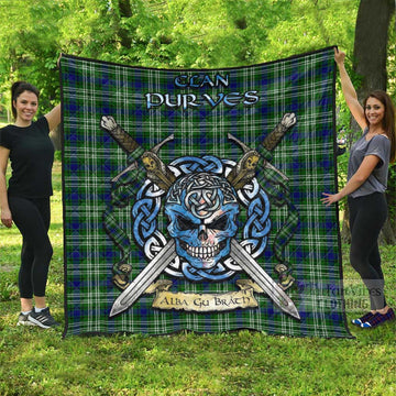 Purves Tartan Quilt with Celtic Skull Alba Gu Brath Style