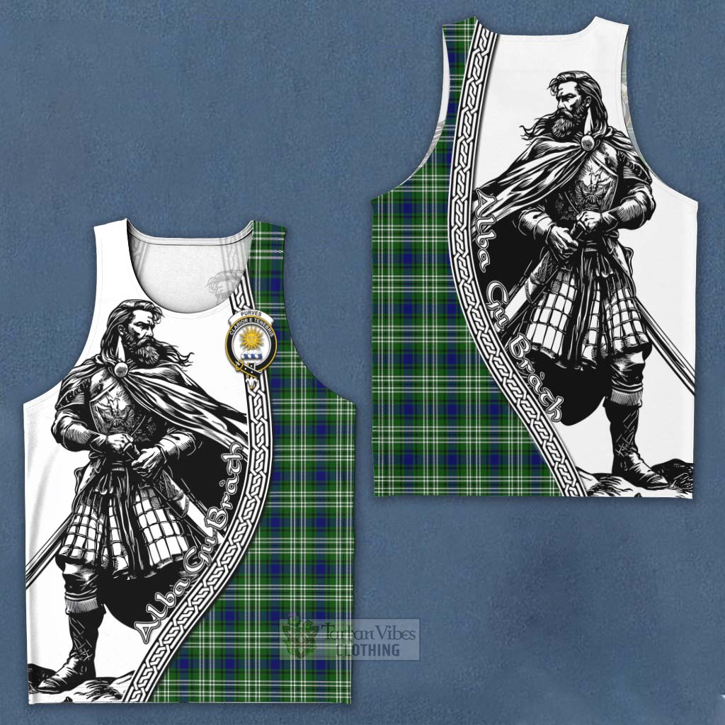 Tartan Vibes Clothing Purves Tartan Clan Crest Men's Tank Top with Highlander Warrior Celtic Style