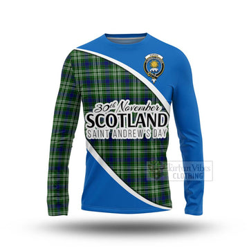 Purves Family Crest Tartan Long Sleeve T-Shirt Celebrate Saint Andrew's Day in Style