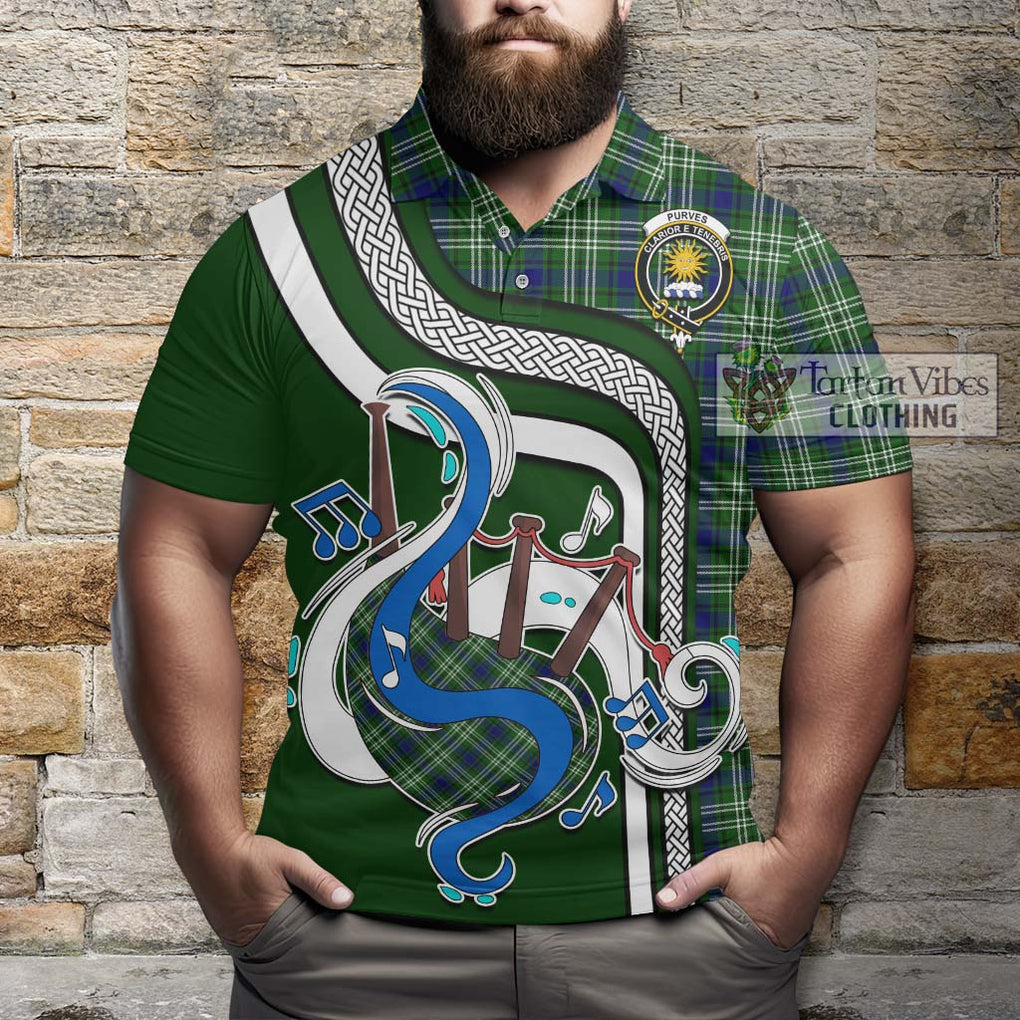 Tartan Vibes Clothing Purves Tartan Polo Shirt with Epic Bagpipe Style