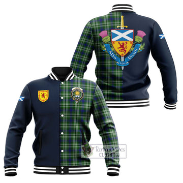 Purves Tartan Baseball Jacket Alba with Scottish Lion Royal Arm Half Style Unisex - Tartan Vibes Clothing