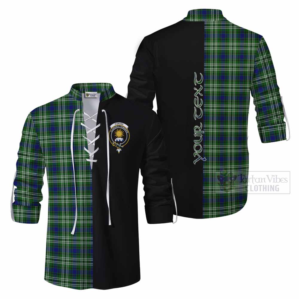 Tartan Vibes Clothing Purves Tartan Ghillie Kilt Shirt with Family Crest and Half Of Me Style