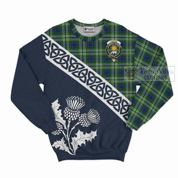 Purves Tartan Sweatshirt Featuring Thistle and Scotland Map