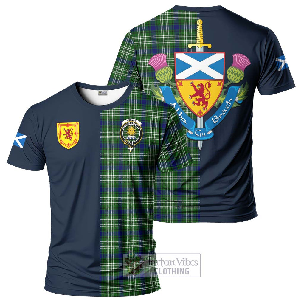 Tartan Vibes Clothing Purves Tartan T-Shirt Alba with Scottish Lion Royal Arm Half Style