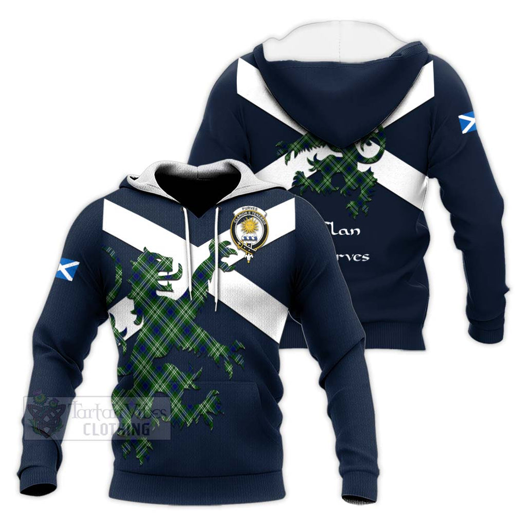 Tartan Vibes Clothing Purves Tartan Lion Rampant Knitted Hoodie – Proudly Display Your Heritage with Alba Gu Brath and Clan Name