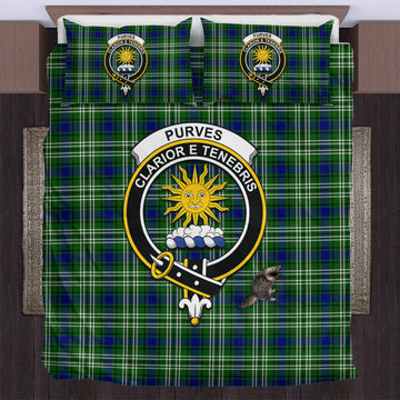 Purves Tartan Bedding Set with Family Crest