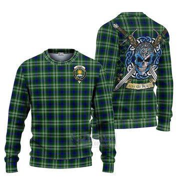 Purves Tartan Ugly Sweater with Family Crest Celtic Skull Style