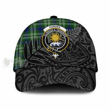 Purves Tartan Classic Cap with New Zealand Silver Fern Half Style