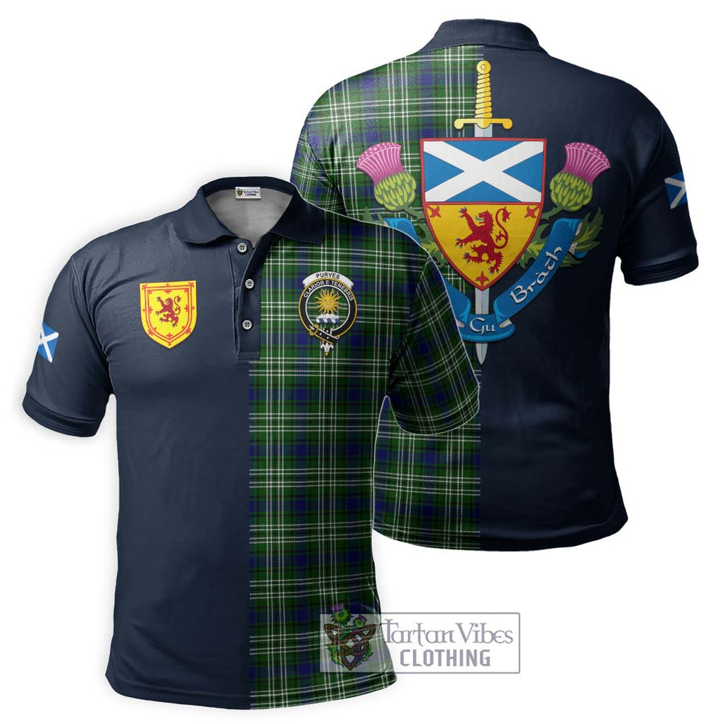 Tartan Vibes Clothing Purves Tartan Polo Shirt with Scottish Lion Royal Arm Half Style