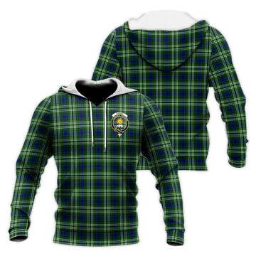 Purves Tartan Knitted Hoodie with Family Crest