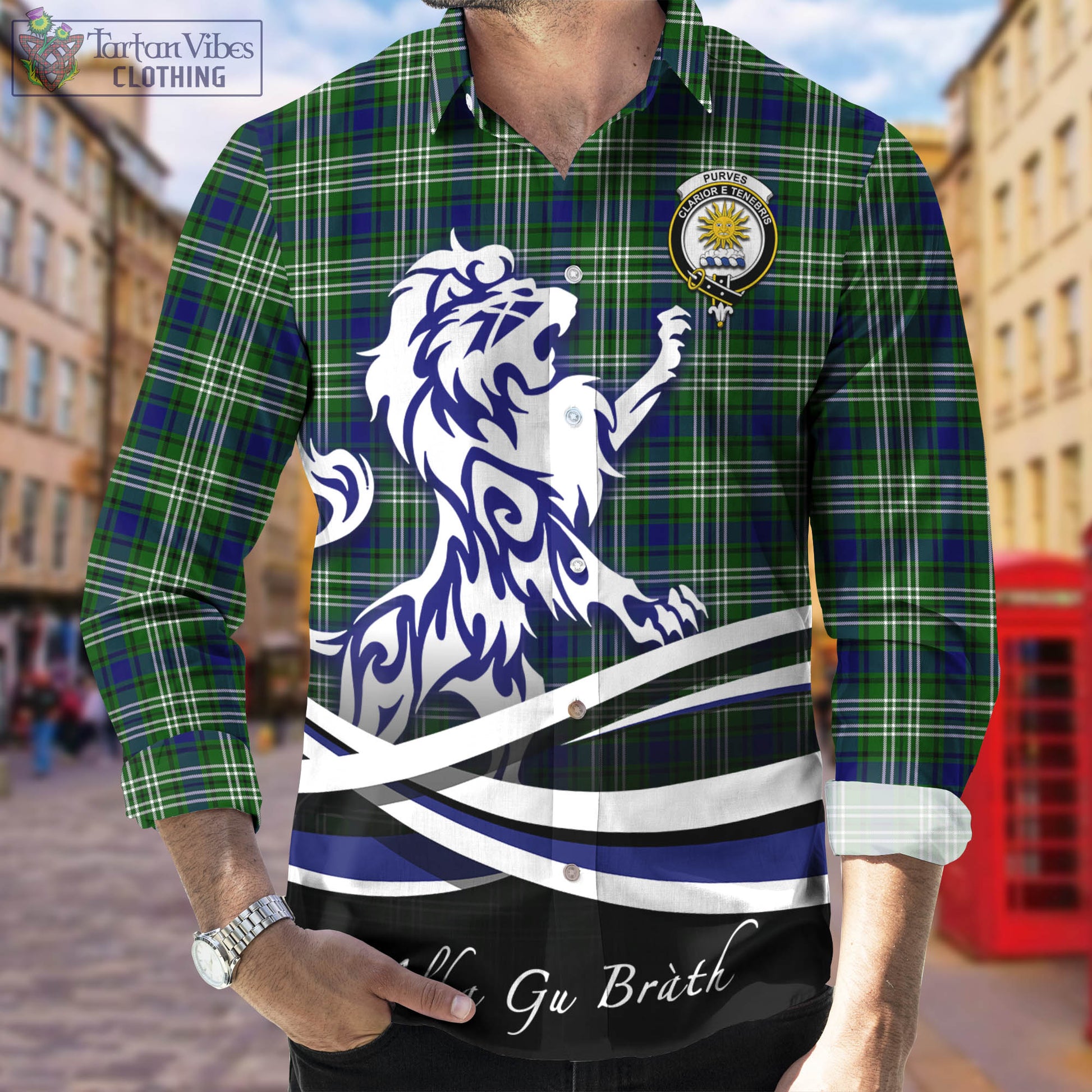 purves-tartan-long-sleeve-button-up-shirt-with-alba-gu-brath-regal-lion-emblem