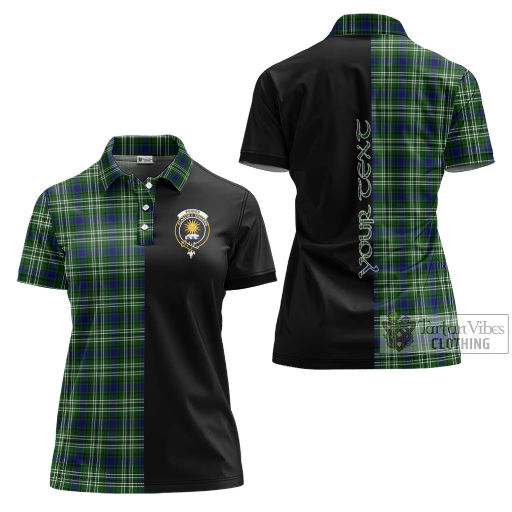 Purves Tartan Women's Polo Shirt with Family Crest and Half Of Me Style Women - Tartanvibesclothing Shop