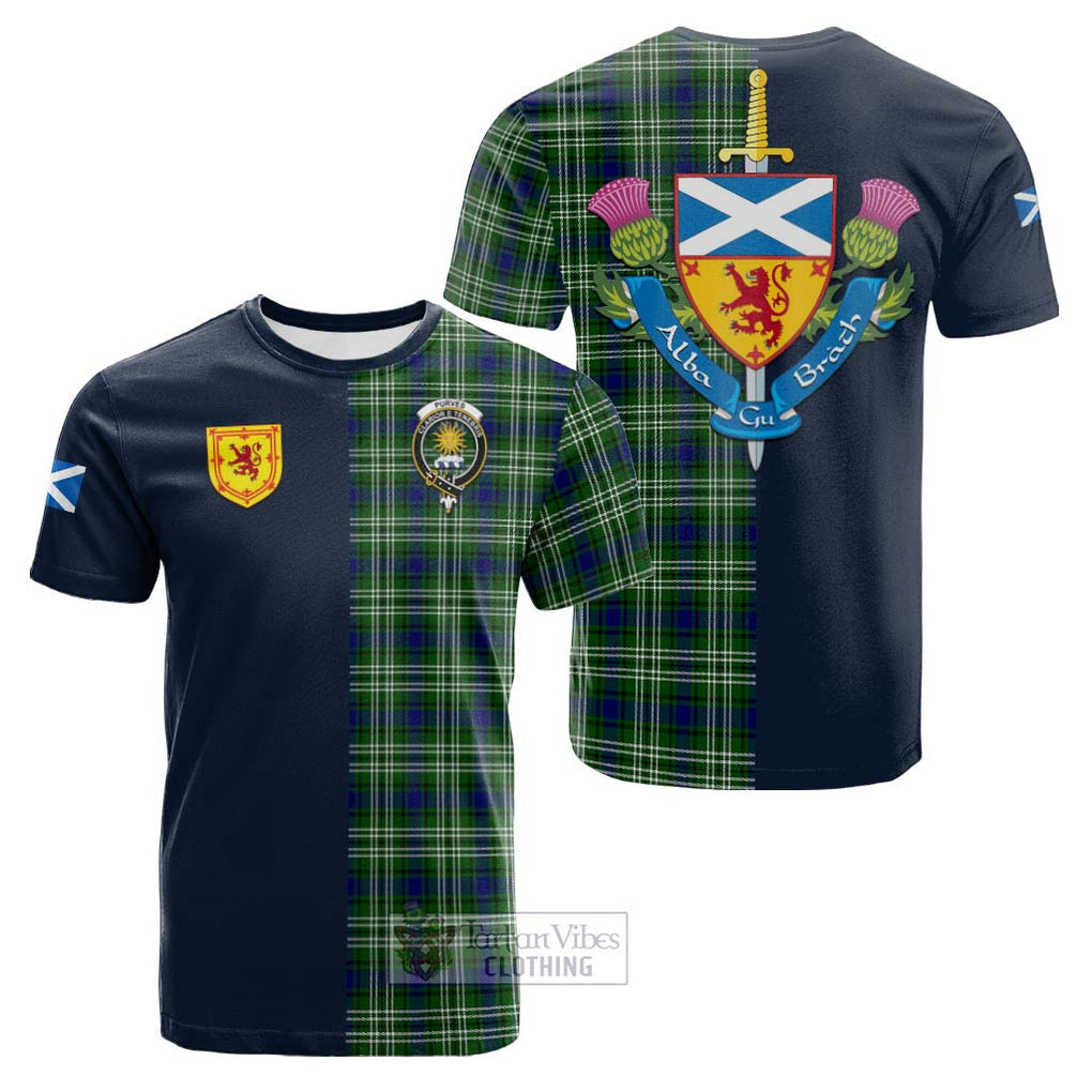 Tartan Vibes Clothing Purves Tartan Cotton T-shirt with Scottish Lion Royal Arm Half Style