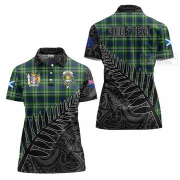 Purves Crest Tartan Women's Polo Shirt with New Zealand Silver Fern Half Style