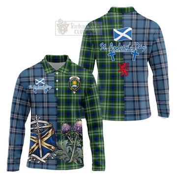 Purves Tartan Long Sleeve Polo Shirt Happy St. Andrew's Day Half Tartan Style