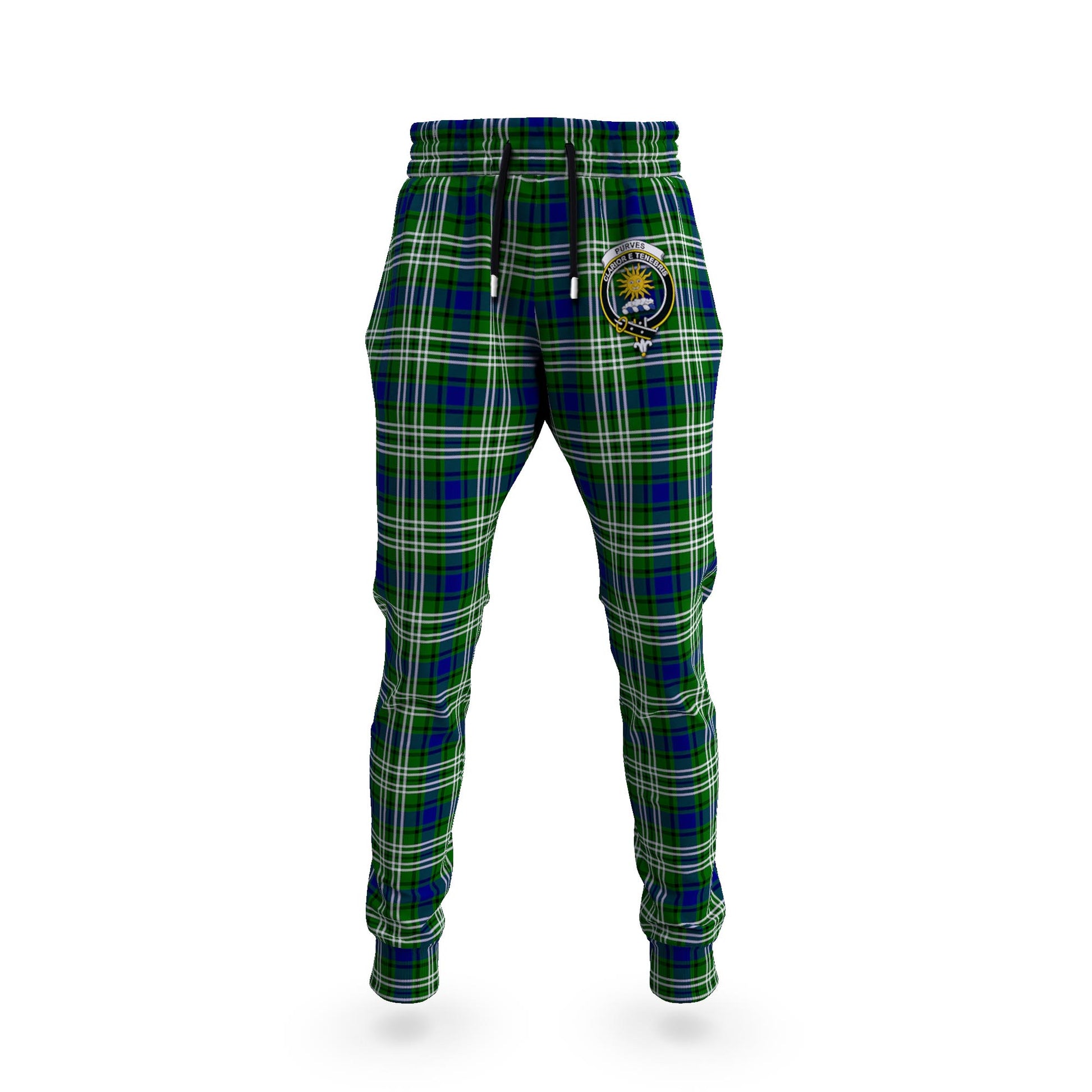 Purves Tartan Joggers Pants with Family Crest 5XL - Tartan Vibes Clothing