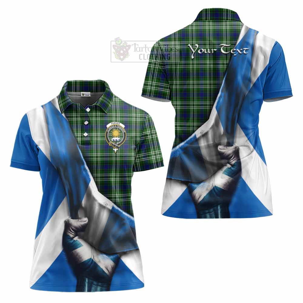 Tartan Vibes Clothing Purves Tartan Women's Polo Shirt with Family Crest Scotland Patriotic Style