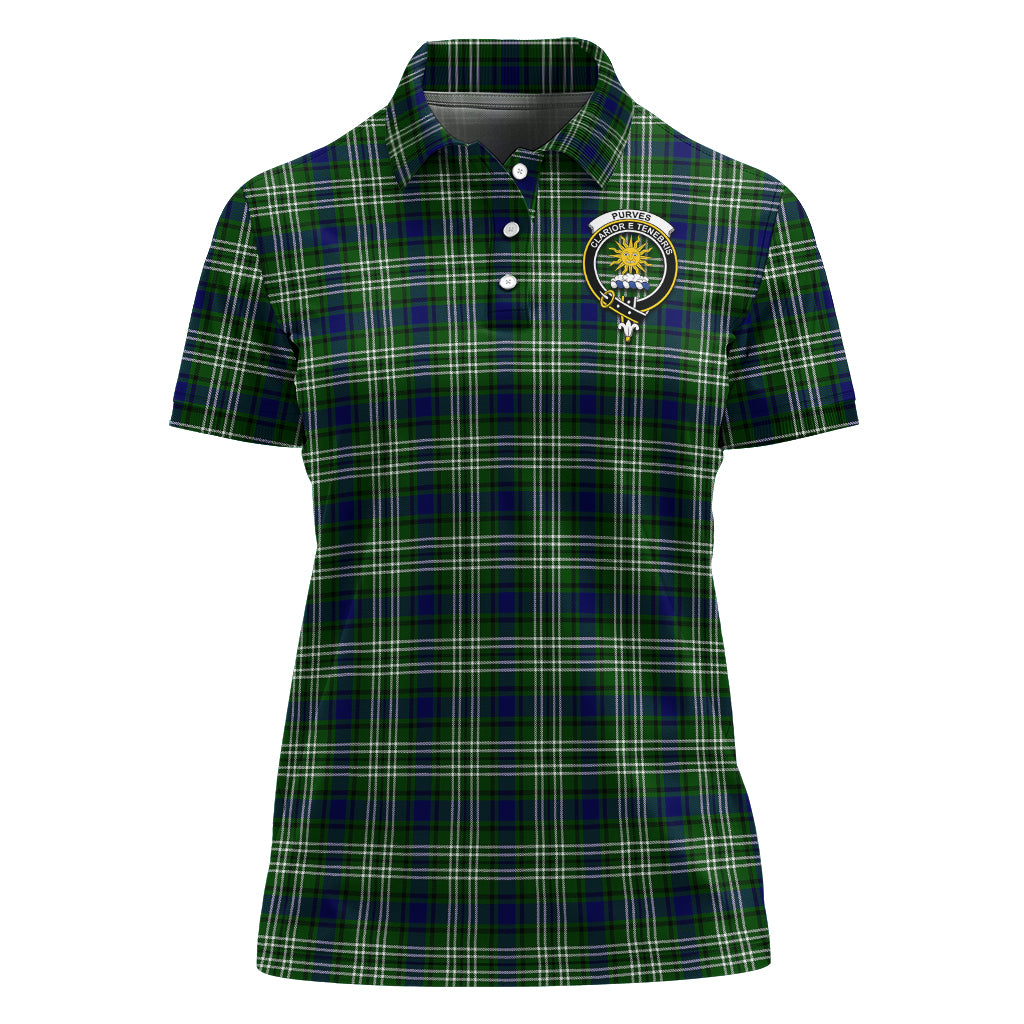 Purves Tartan Polo Shirt with Family Crest For Women - Tartan Vibes Clothing