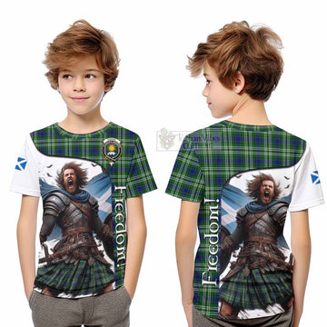 Purves Crest Tartan Kid T-Shirt Inspired by the Freedom of Scottish Warrior