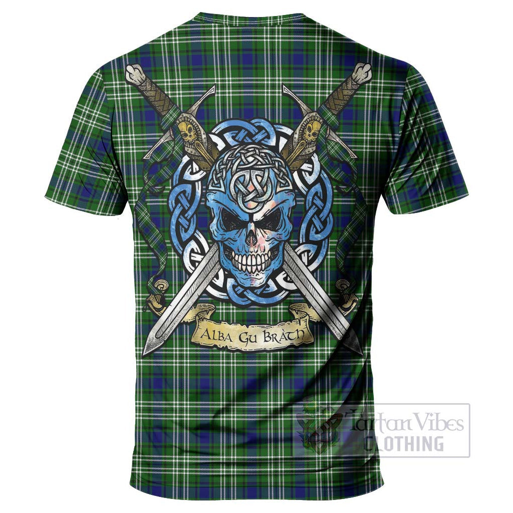 Tartan Vibes Clothing Purves Tartan T-Shirt with Family Crest Celtic Skull Style