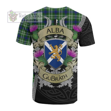 Purves Tartan Family Crest Cotton T-shirt Lion Rampant Royal Thistle Shield Celtic Inspired - Tartan Vibes Clothing