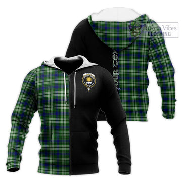 Purves Tartan Knitted Hoodie with Family Crest and Half Of Me Style