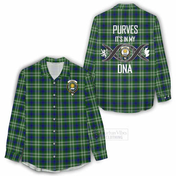 Purves Tartan Women's Casual Shirt with Family Crest DNA In Me Style