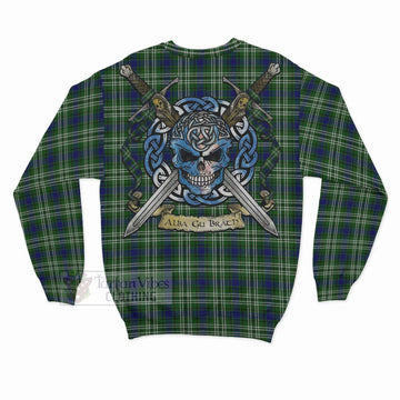 Purves Tartan Sweatshirt with Family Crest Celtic Skull Style