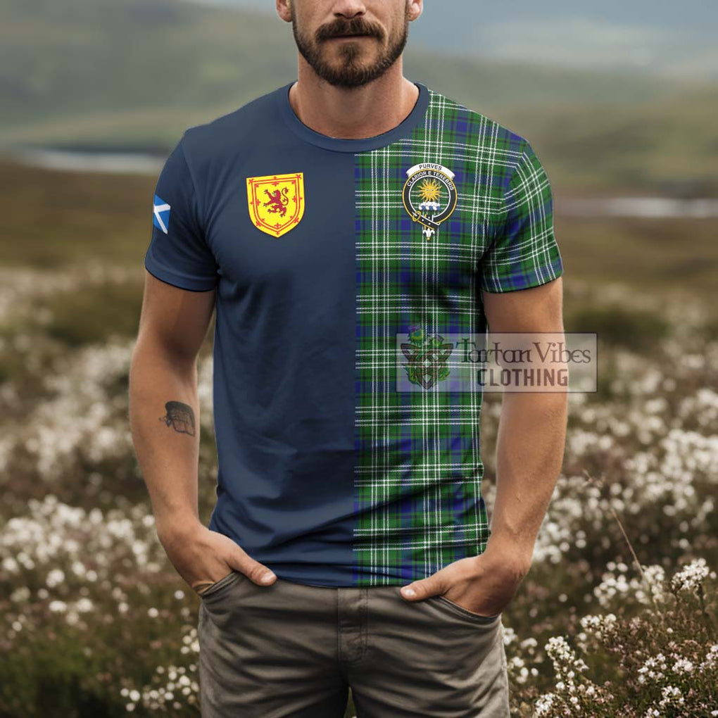 Tartan Vibes Clothing Purves Tartan T-Shirt Alba with Scottish Lion Royal Arm Half Style