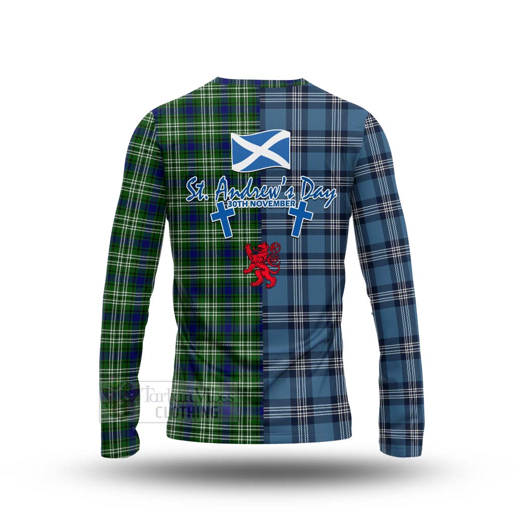 Tartan Vibes Clothing Purves Tartan Long Sleeve T-Shirt Happy St. Andrew's Day Half Tartan Style