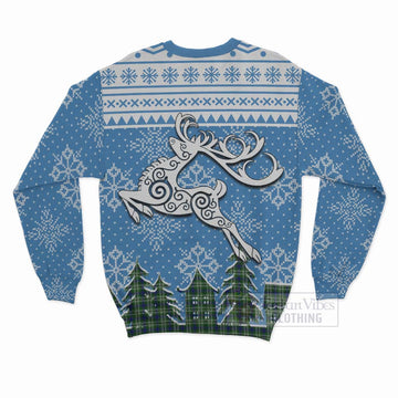 Purves Clan Christmas Sweatshirt Celtic Reindeer Style