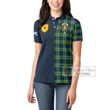 Purves Tartan Women's Polo Shirt Alba with Scottish Lion Royal Arm Half Style