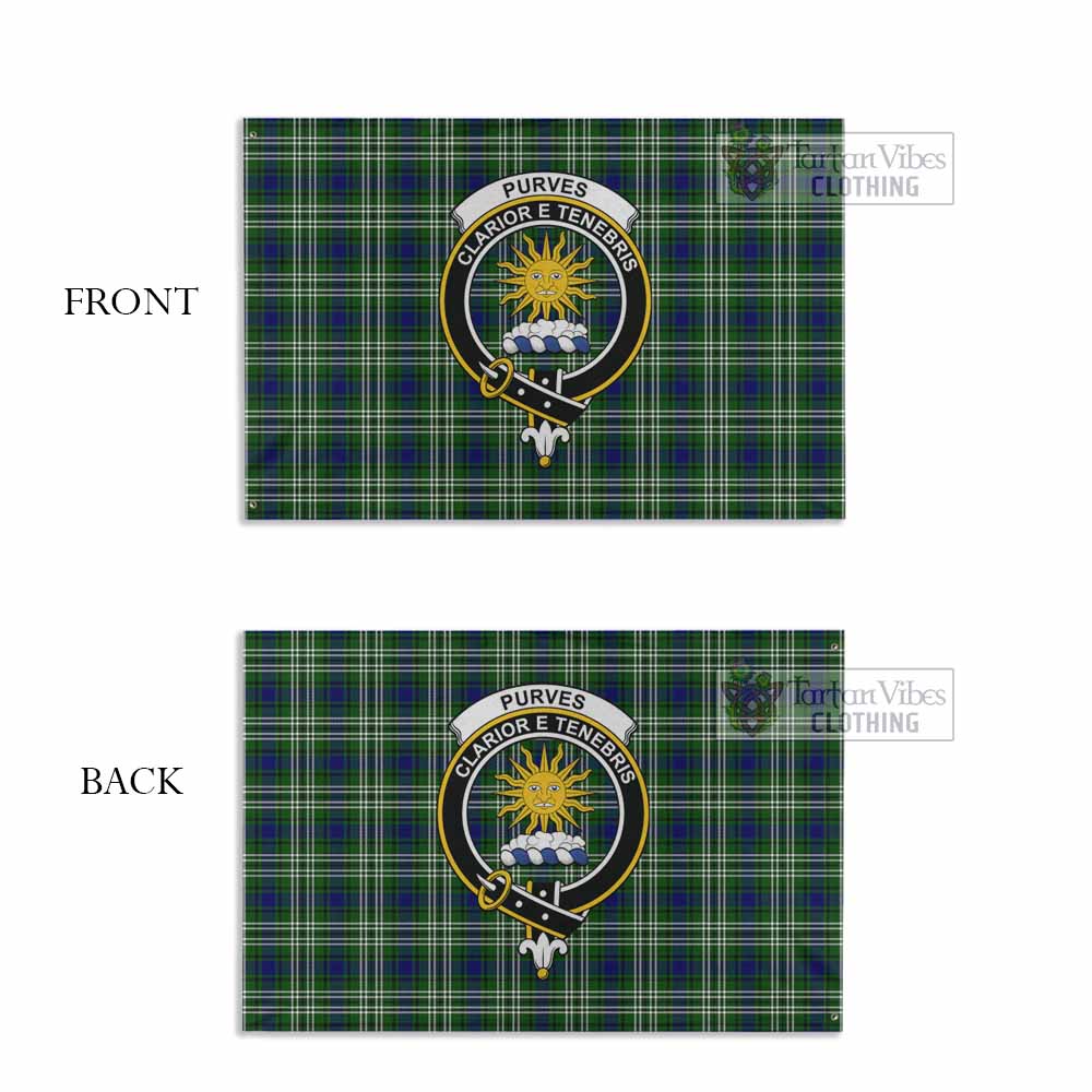 Tartan Vibes Clothing Purves Tartan House Flag with Family Crest