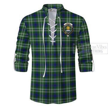 Purves Tartan Ghillie Kilt Shirt with Family Crest Celtic Skull Style