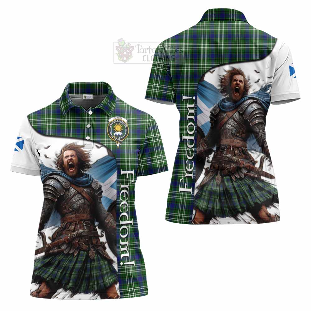 Tartan Vibes Clothing Purves Crest Tartan Women's Polo Shirt Inspired by the Freedom of Scottish Warrior