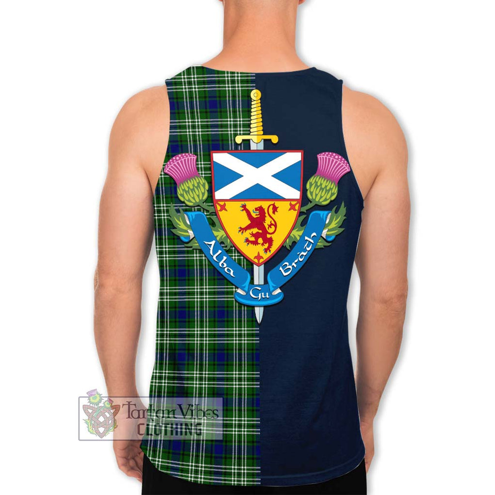 Tartan Vibes Clothing Purves Tartan Men's Tank Top with Scottish Lion Royal Arm Half Style