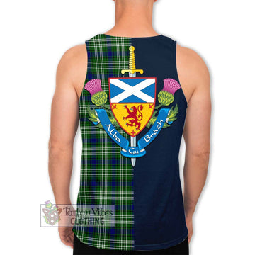 Purves Tartan Men's Tank Top Alba with Scottish Lion Royal Arm Half Style