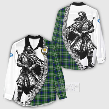 Purves Tartan Clan Crest Women's Casual Shirt with Highlander Warrior Celtic Style