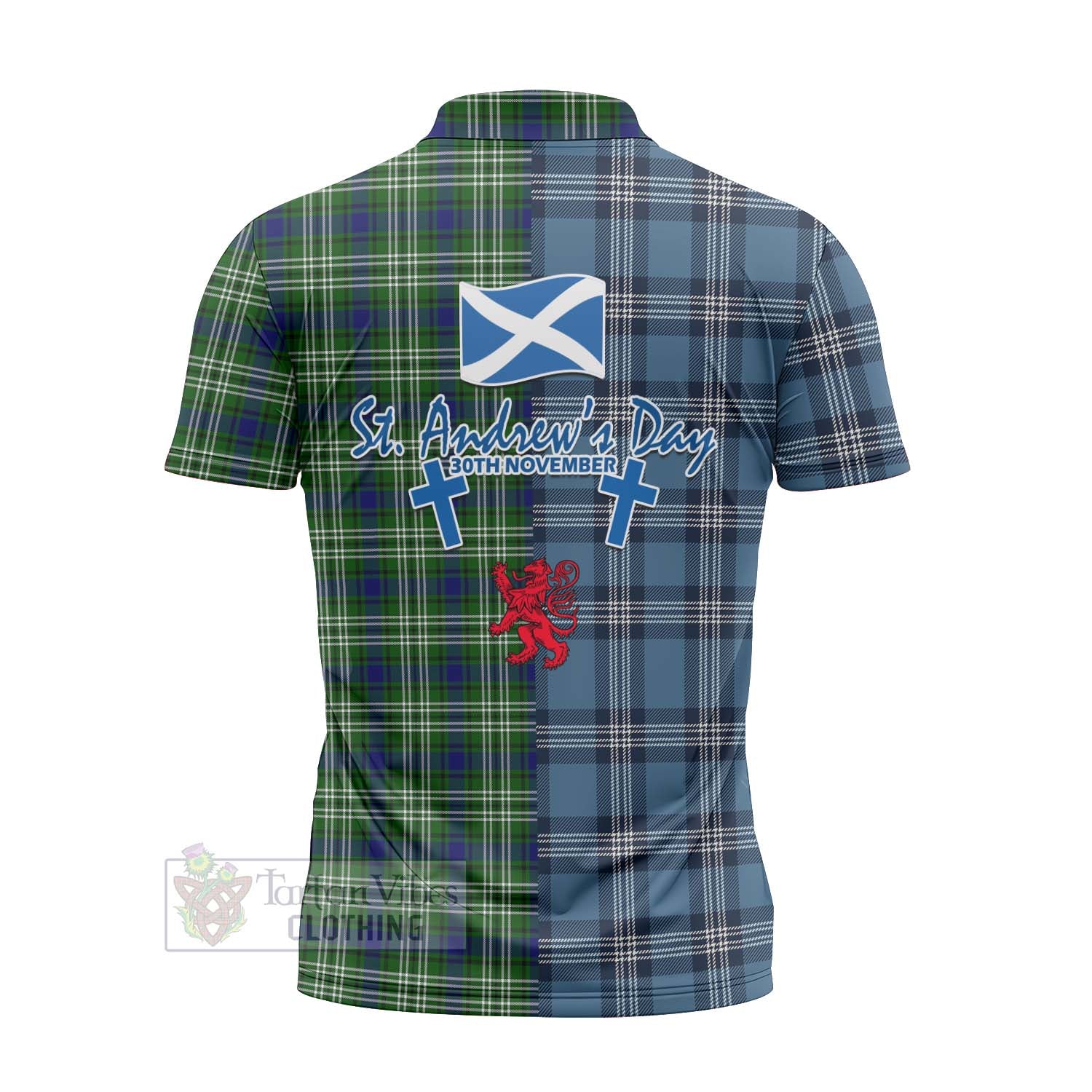 Tartan Vibes Clothing Purves Tartan Zipper Polo Shirt Happy St. Andrew's Day Half Tartan Style