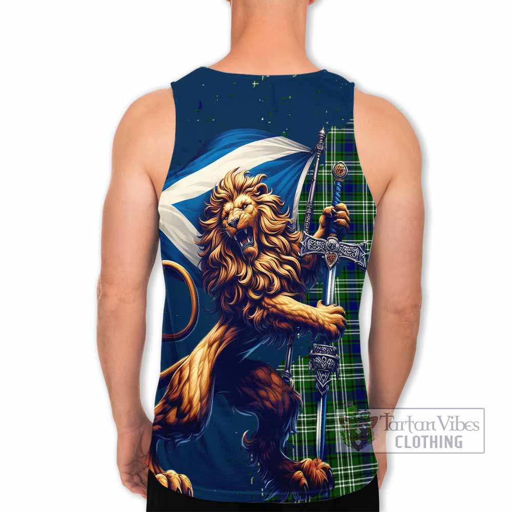 Tartan Vibes Clothing Purves Tartan Family Crest Men's Tank Top with Scottish Majestic Lion